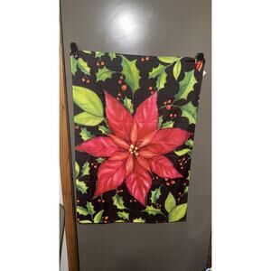 Vintage Poinsettia Christmas Porch Flag
